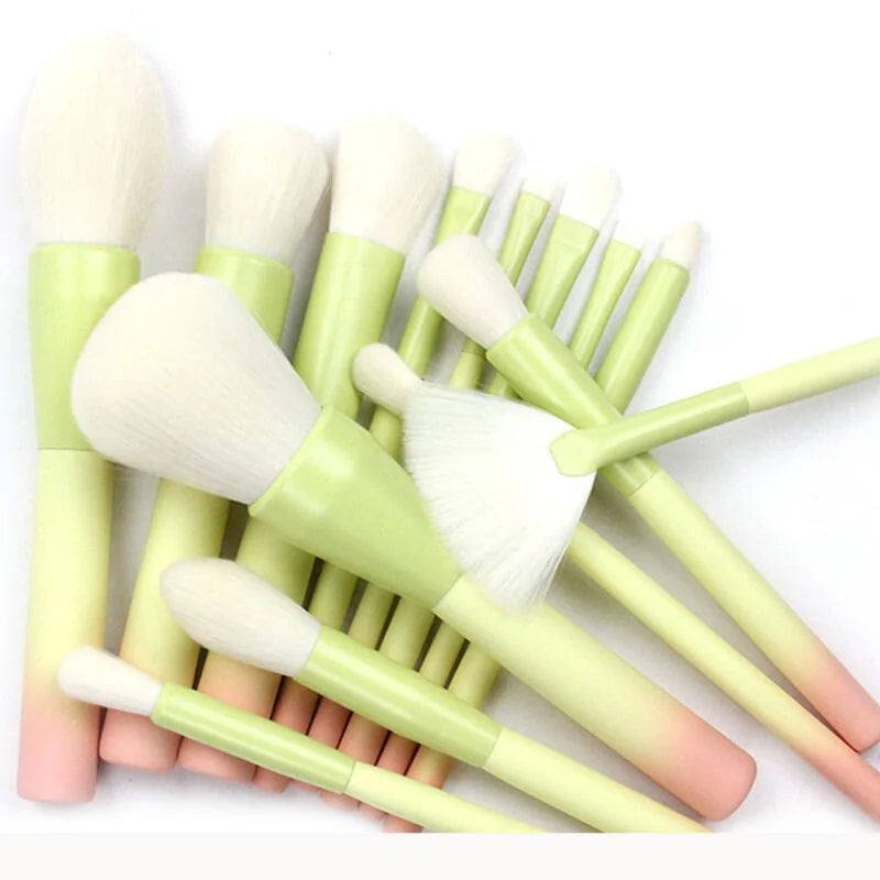 Pink Green Gradient Makeup Brushes Set