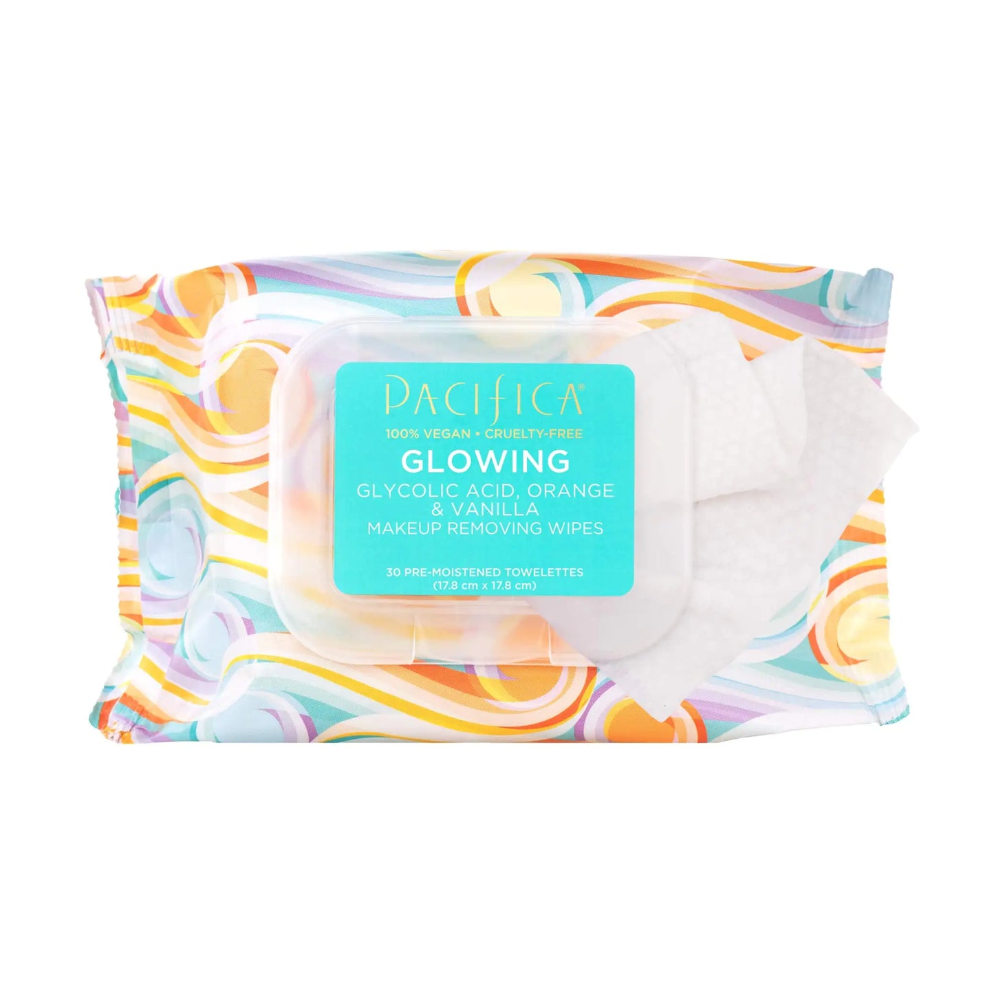 Beauty Glowing Glycolic Acid, Orange & Vanilla Makeup Remover Wipes, Designed To Create Glowing Skin, Vegan & Cruelty-Free, 30 Wipes 30 Count (Pack of 1)