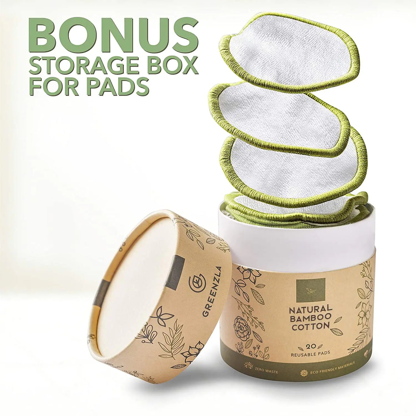 20 Reusable Bamboo Cotton Pads with Storage Box