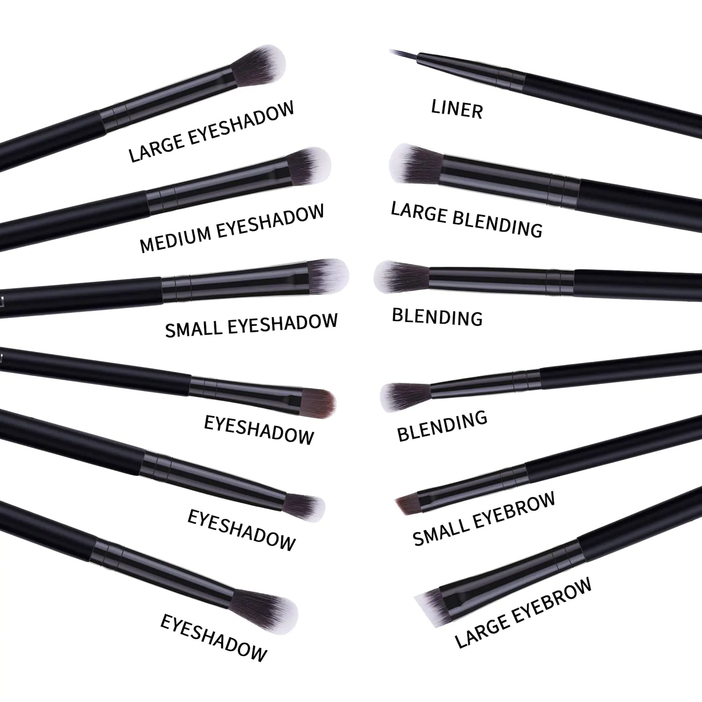 MSQ Pure Black Eye Makeup 12pc Brush Set