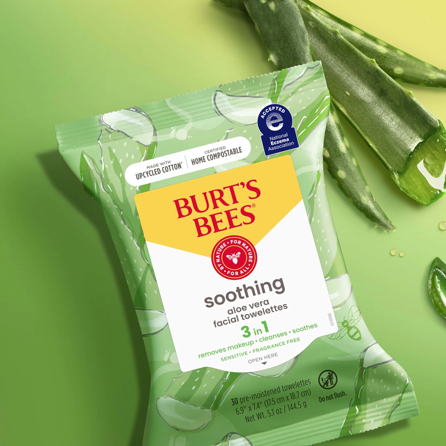 Burt's Bees Soothing Aloe Face Wipes, 30 Ct. (3-Pack)