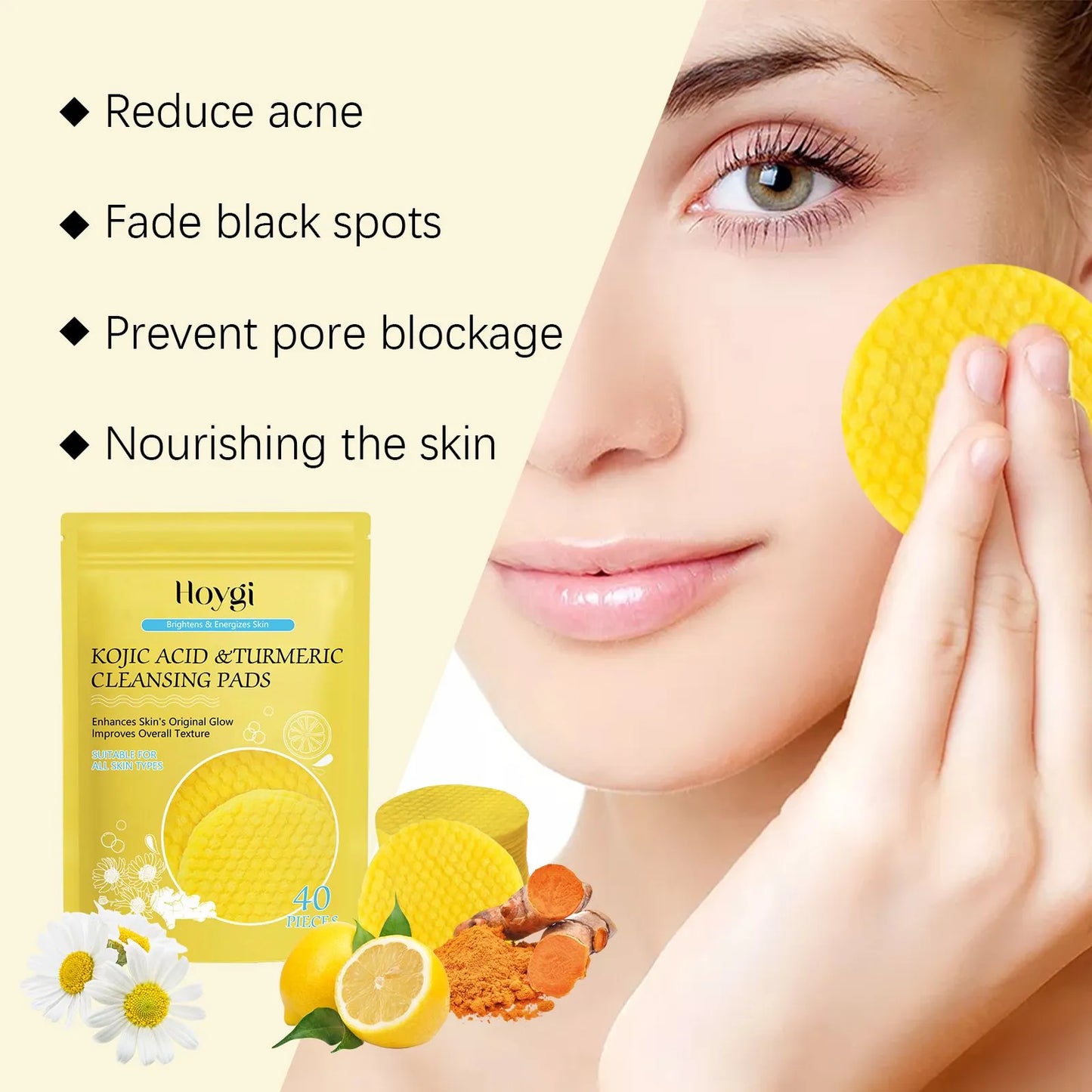 HOYGI Turmeric Cleansing Pad – Exfoliating & Makeup Remover