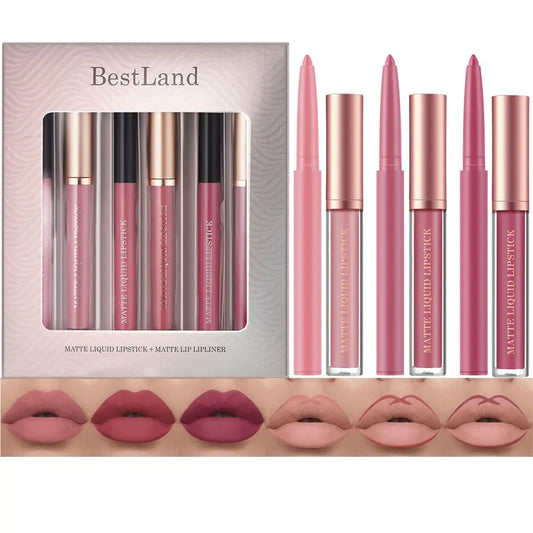 BestLand Velvet Matte Lip Kit & Liners, Waterproof Nude Set - 6 Fl Oz