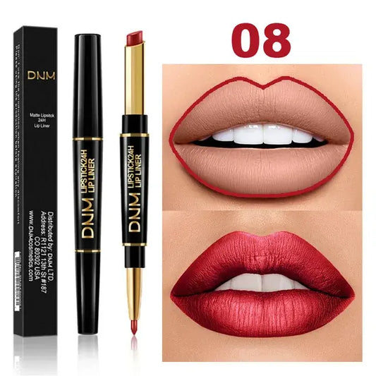 Dual-Tip Matte Lipstick & Liner - Dark Red