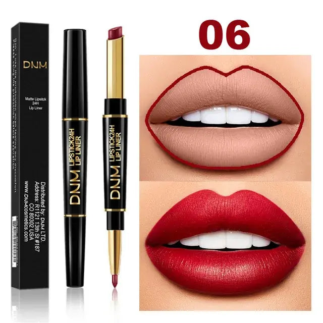 Dual-Tip Matte Lipstick & Liner - Dark Red