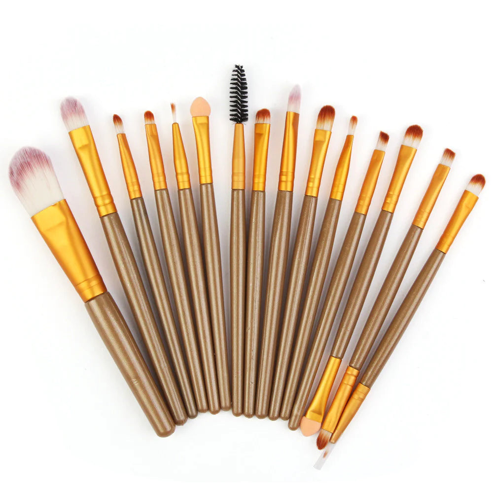 15-Piece Complete Makeup Brush Kit