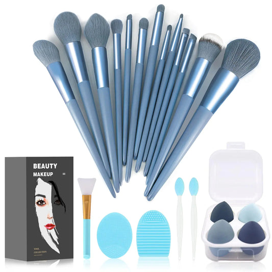 Sky-Blue Koccido 22-Piece Makeup Brush Set