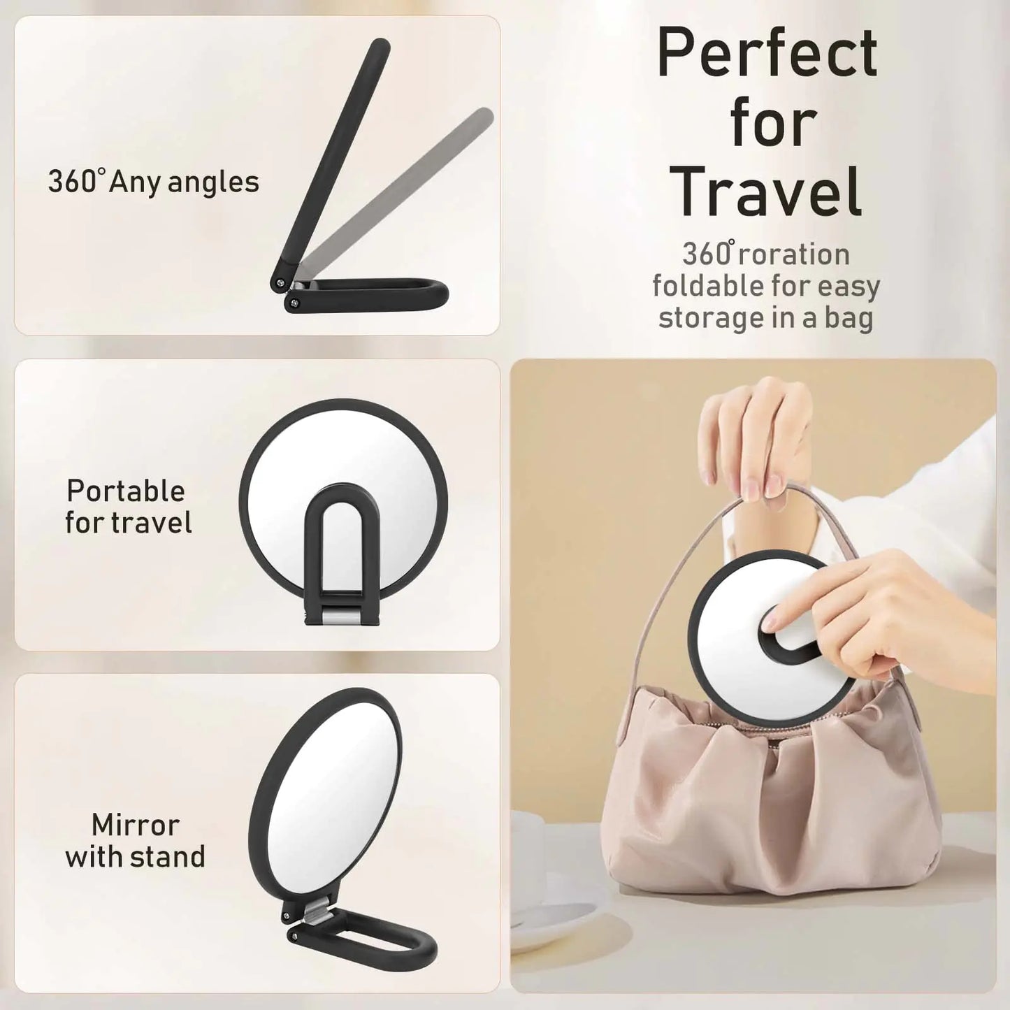 DualView Travel Hand Mirror 1X/15X