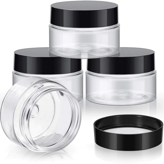 Patelai 1 oz Black Wide-Mouth Plastic Storage Jars - 4 Pack