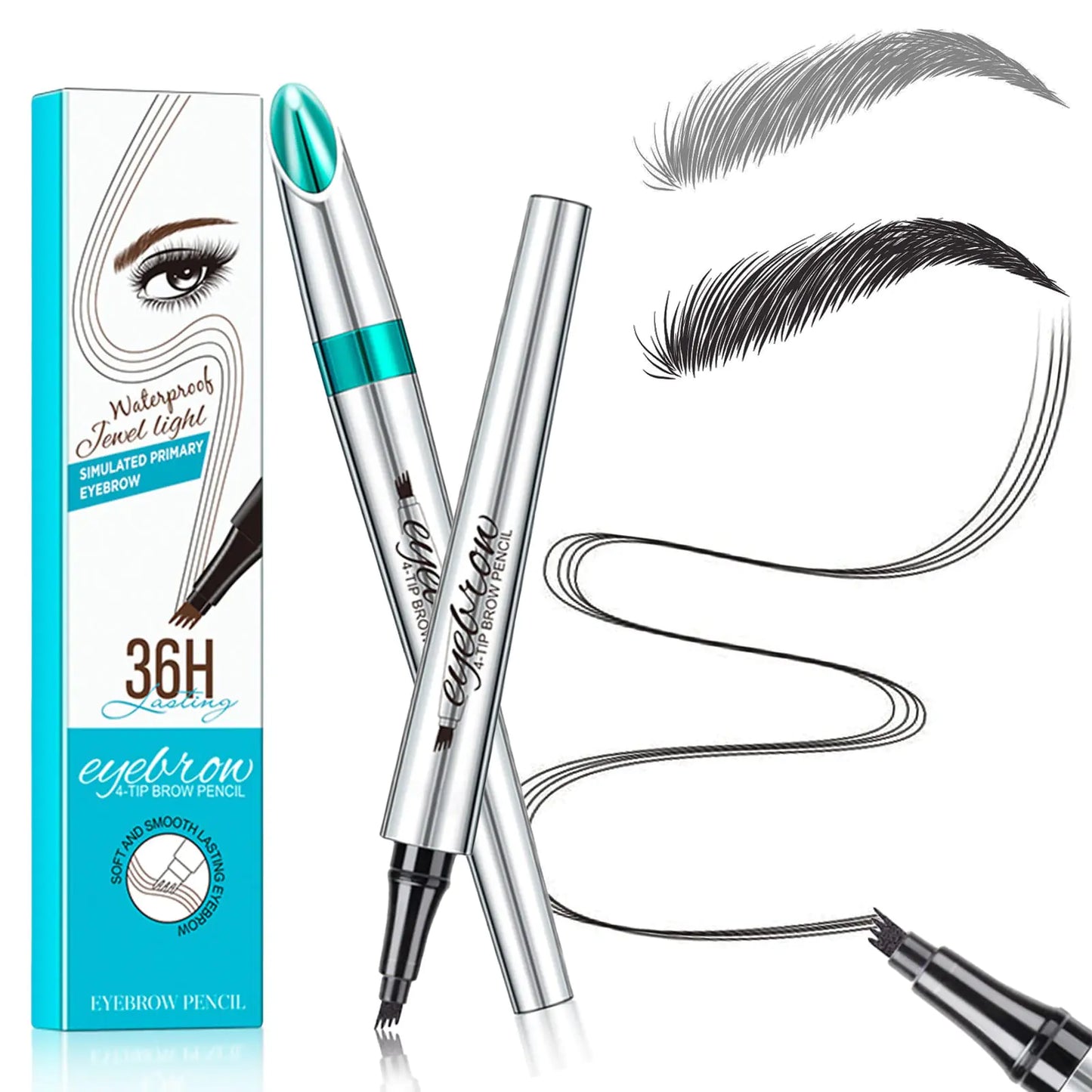 Precision Micro-Fork Eyebrow Pen, Long-Lasting Gray Brow Writer