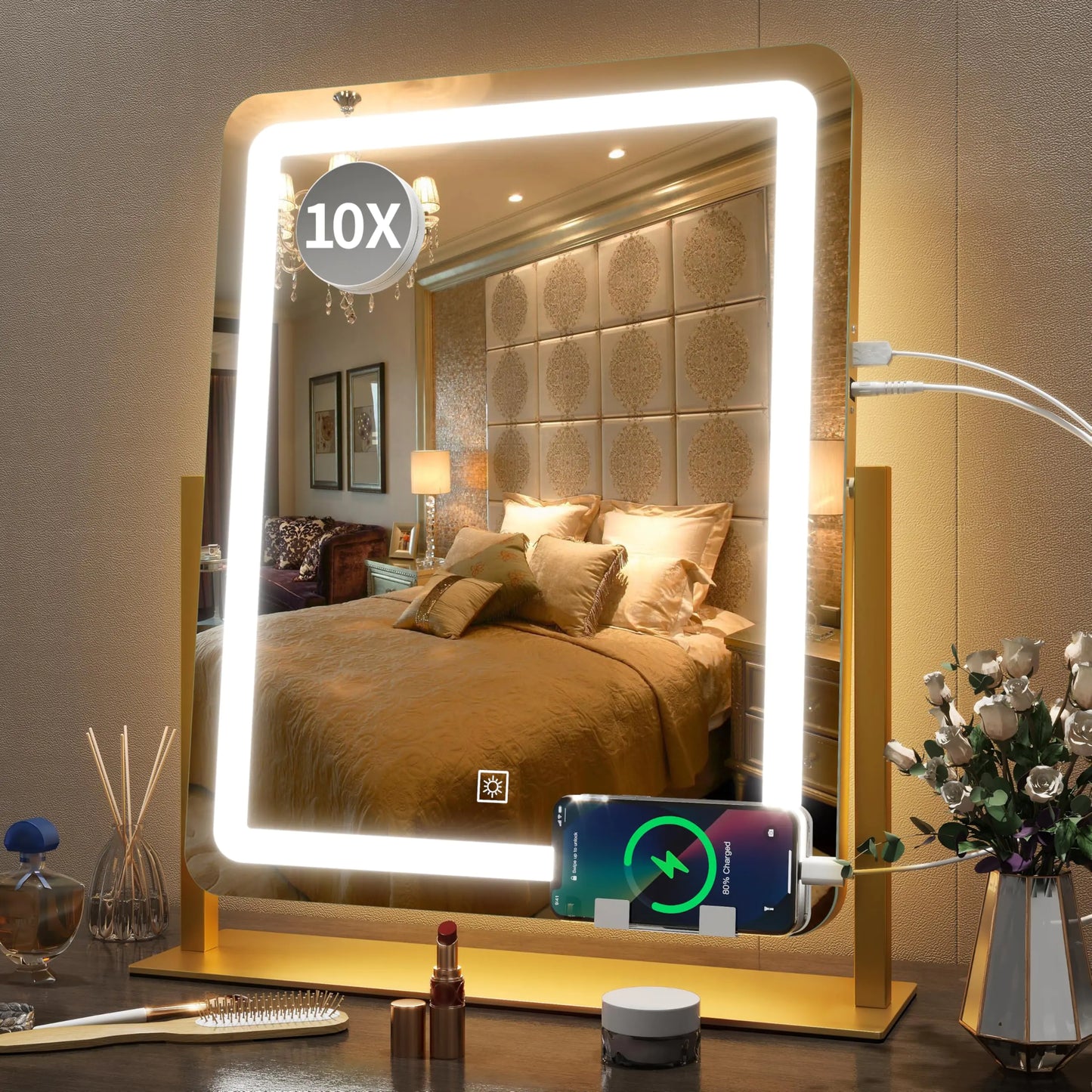 FENNIO Luxe 22" Gold LED Makeup Mirror