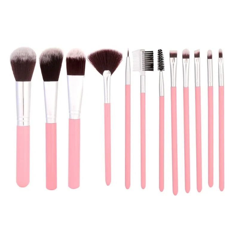 Makeup Brush Set with Leather Cup Holder