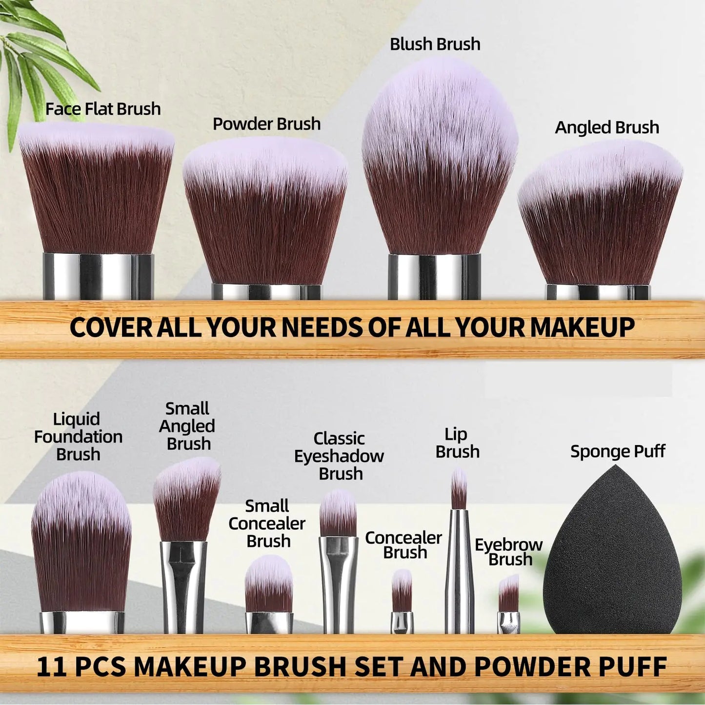 Bamboo Bliss 11pc Kabuki Makeup Brush Set