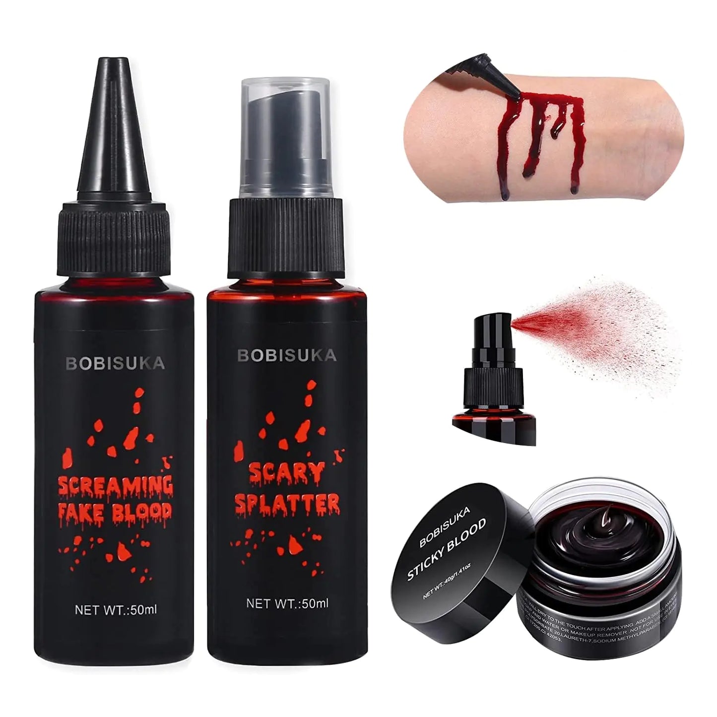 BOBISUKA Halloween 3-in-1 SFX Blood Makeup Set