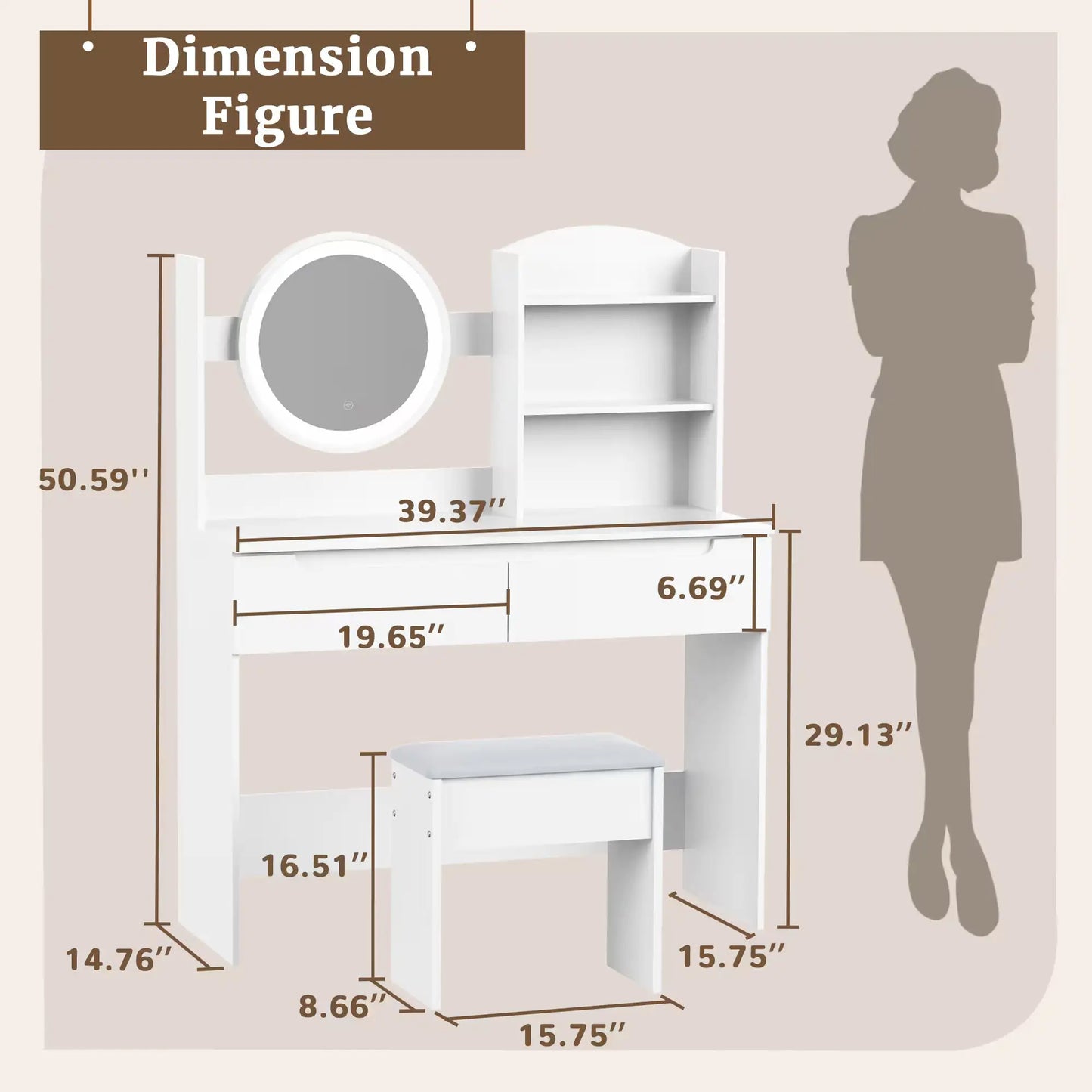 Chic Modern Makeup Vanity Table