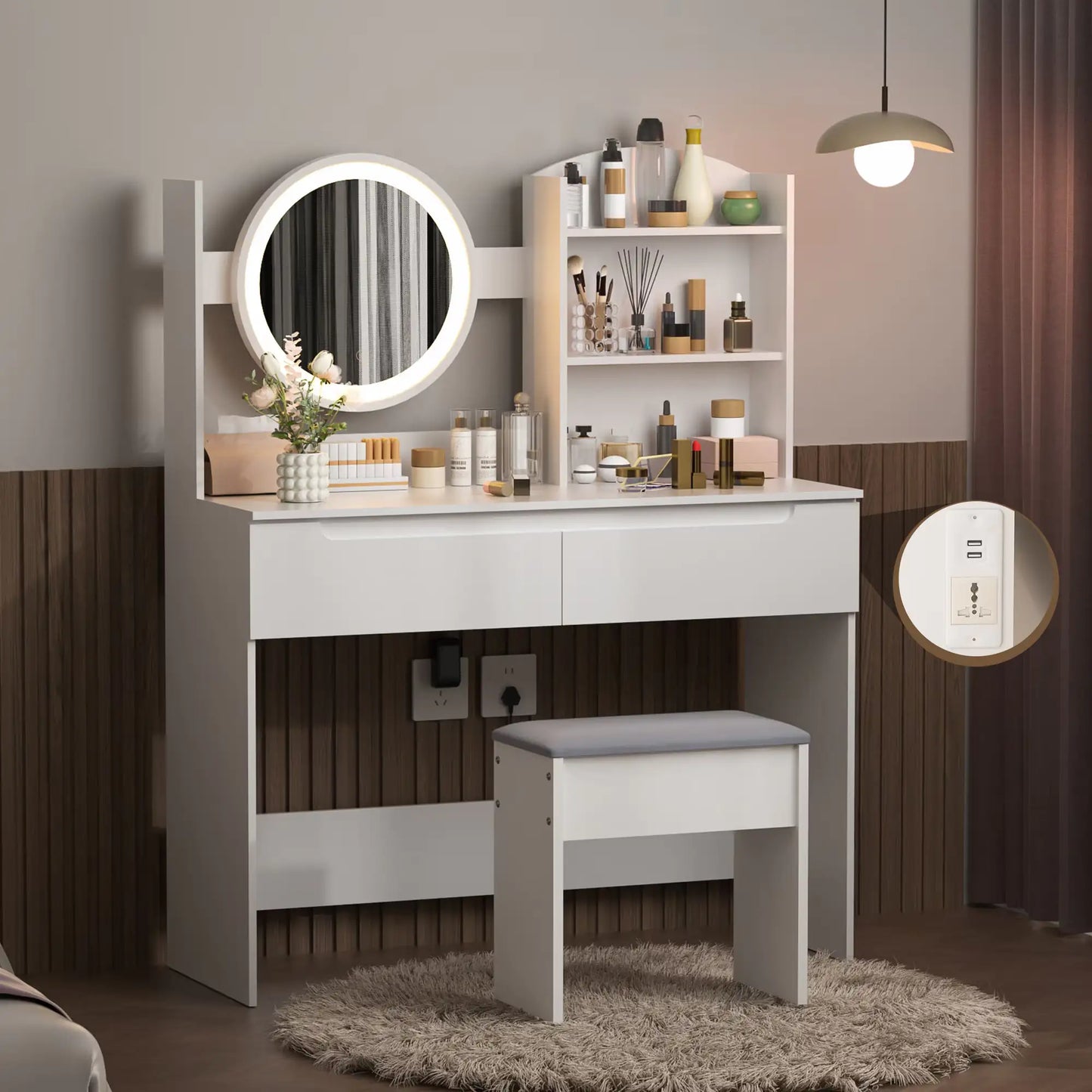 Chic Modern Makeup Vanity Table