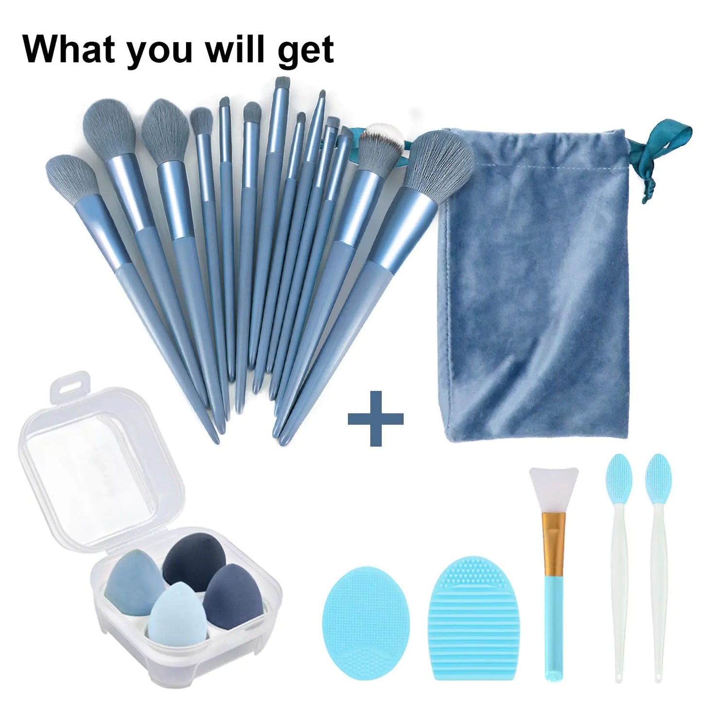 Sky-Blue Koccido 22-Piece Makeup Brush Set