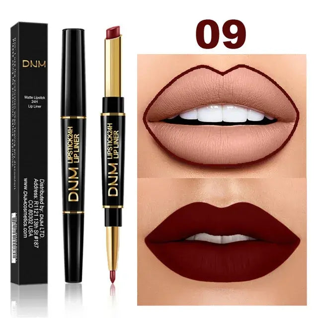 Dual-Tip Matte Lipstick & Liner - Dark Red