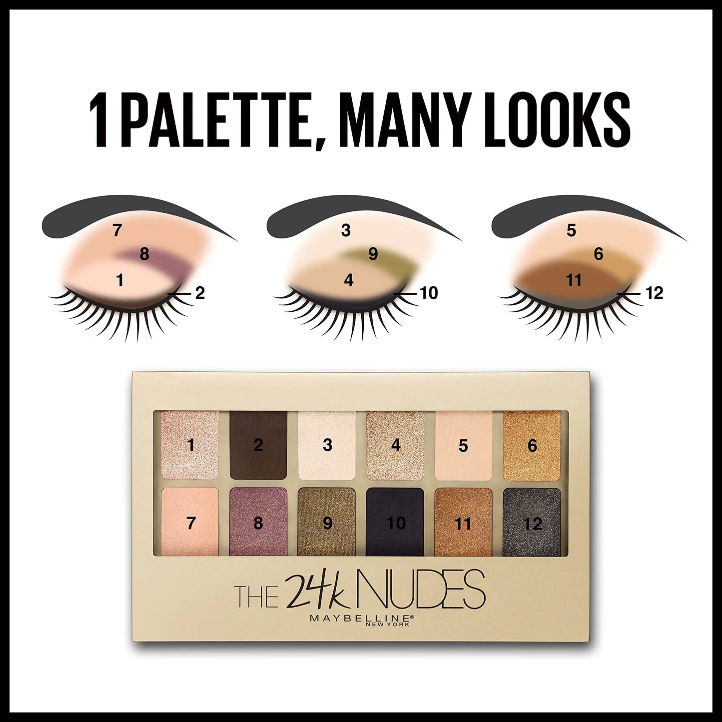 24K Nudes Gold Eyeshadow Palette by Maybelline, 12 Shades