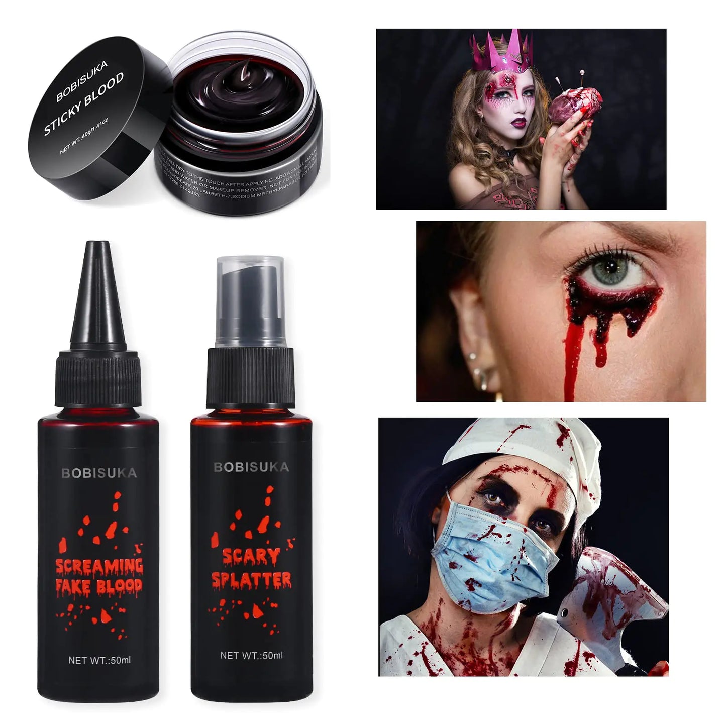 BOBISUKA Halloween 3-in-1 SFX Blood Makeup Set