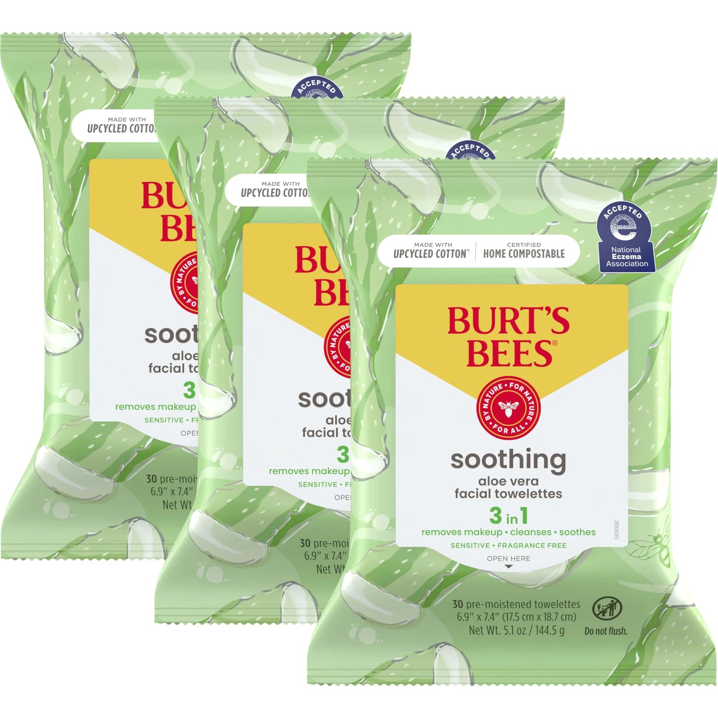 Burt's Bees Soothing Aloe Face Wipes, 30 Ct. (3-Pack)