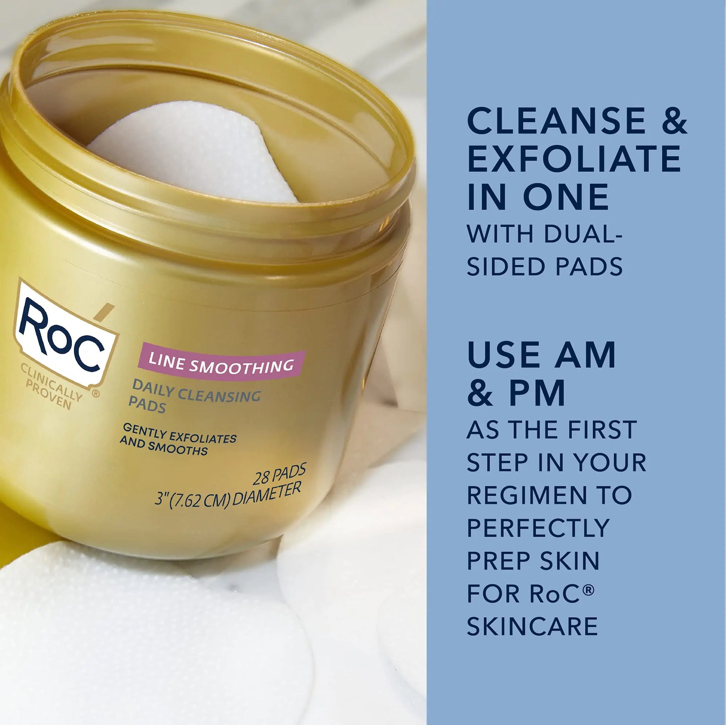 RoC 28ct Hypoallergenic Exfoliating Cleanser Pads