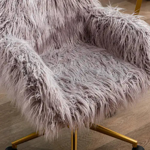 Chic Faux Fur Office Chair with Gold Base