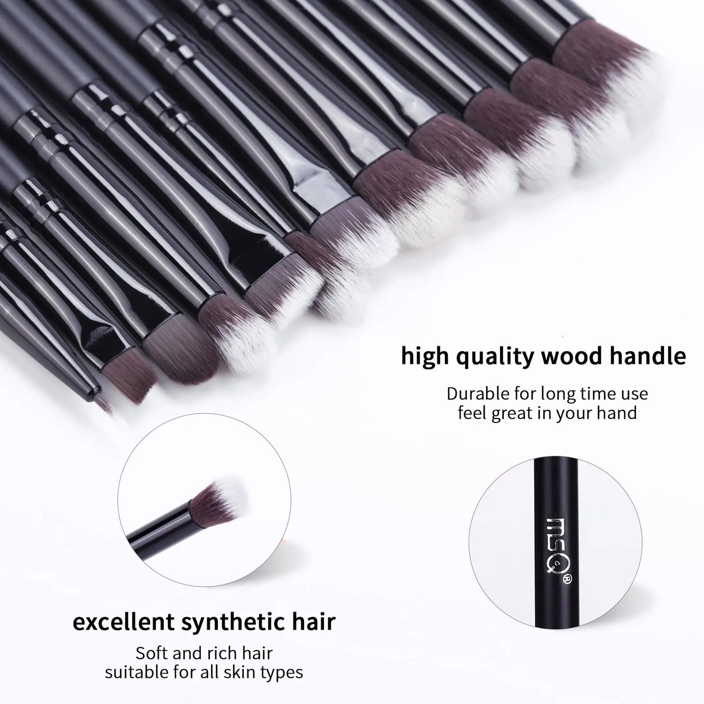 MSQ Pure Black Eye Makeup 12pc Brush Set