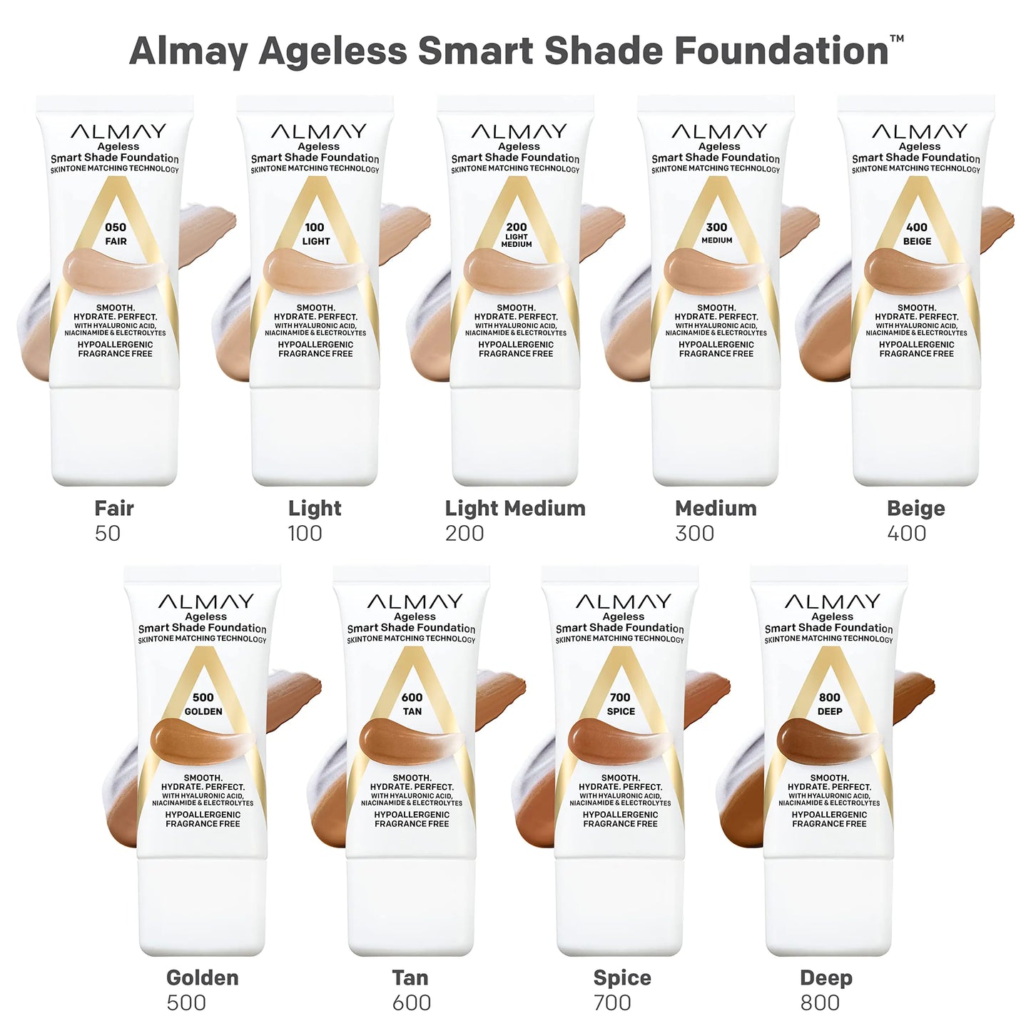 Almay Smart Shade Anti-Aging Foundation, Hyaluronic & Vitamins, Hypoallergenic, 1 Fl Oz