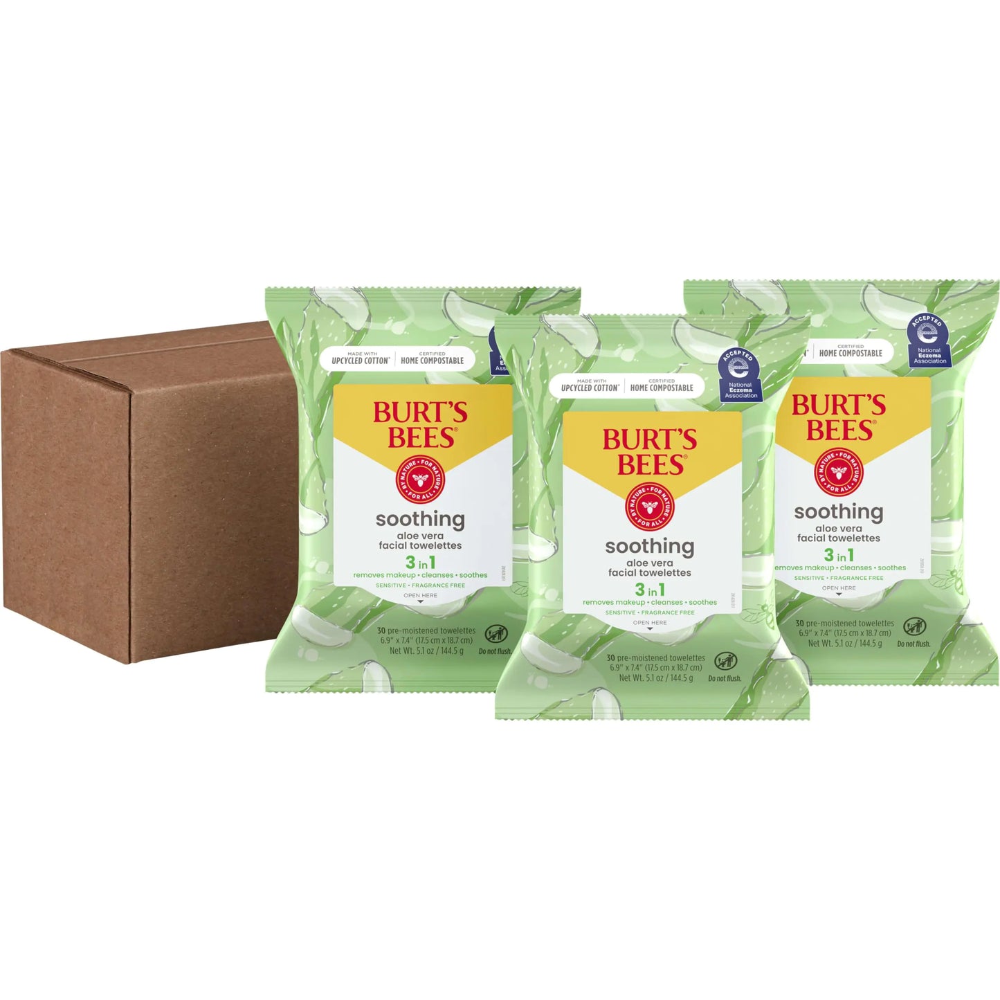 Burt's Bees Soothing Aloe Face Wipes, 30 Ct. (3-Pack)