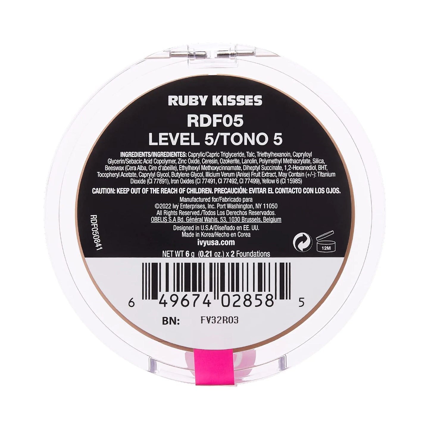 Ruby Kisses Velvet Matte Foundation & Concealer Cream, Full-Day Wear, Level 5