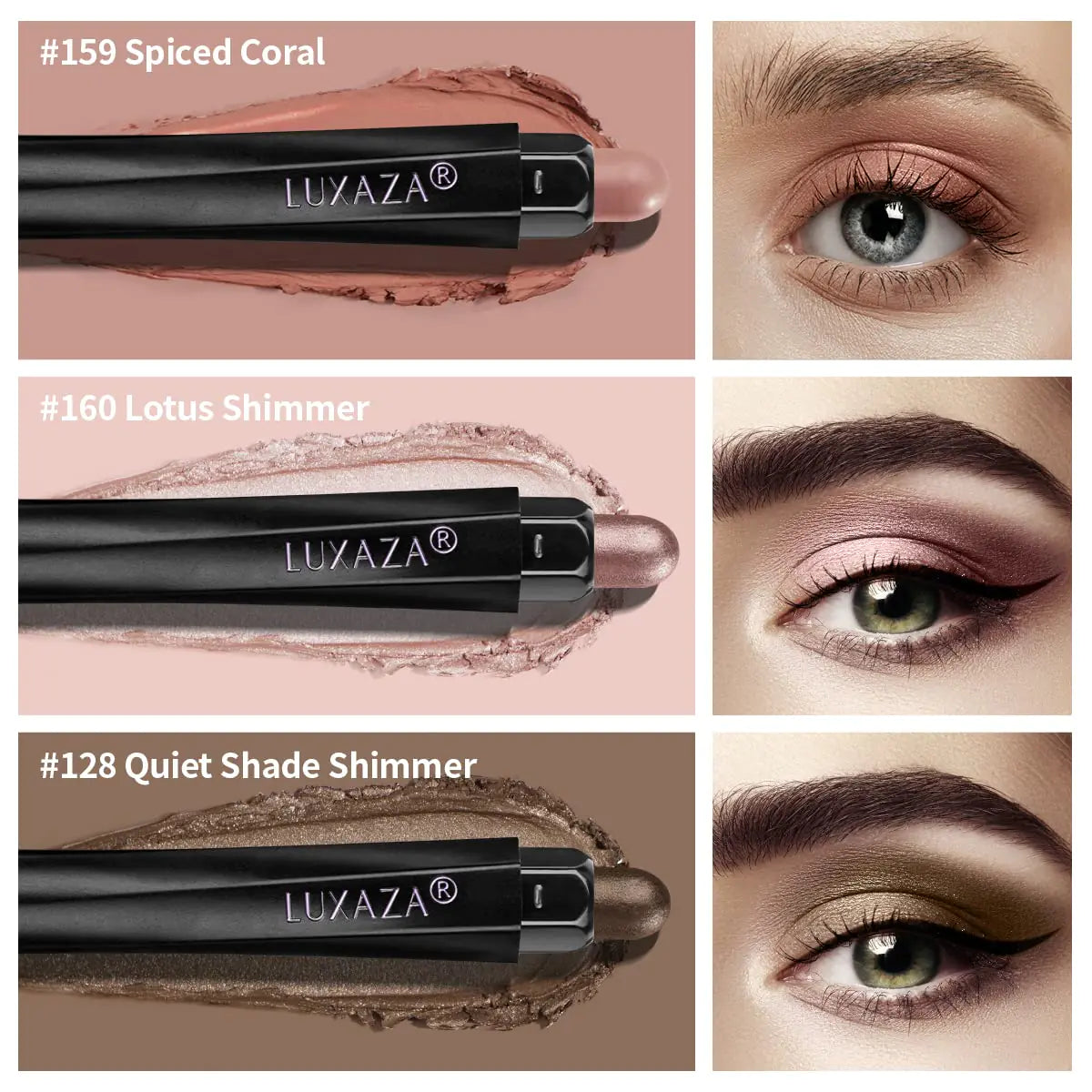 3-Piece Long-Wear Cream Eyeshadow Set – Brown & Pink