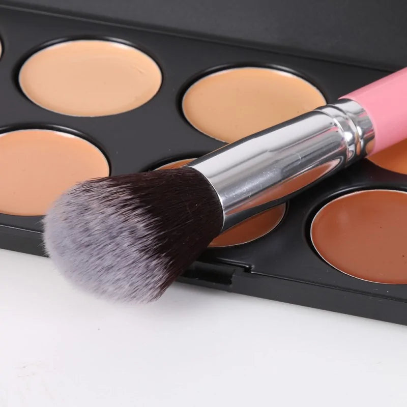 Makeup Brush Set with Leather Cup Holder