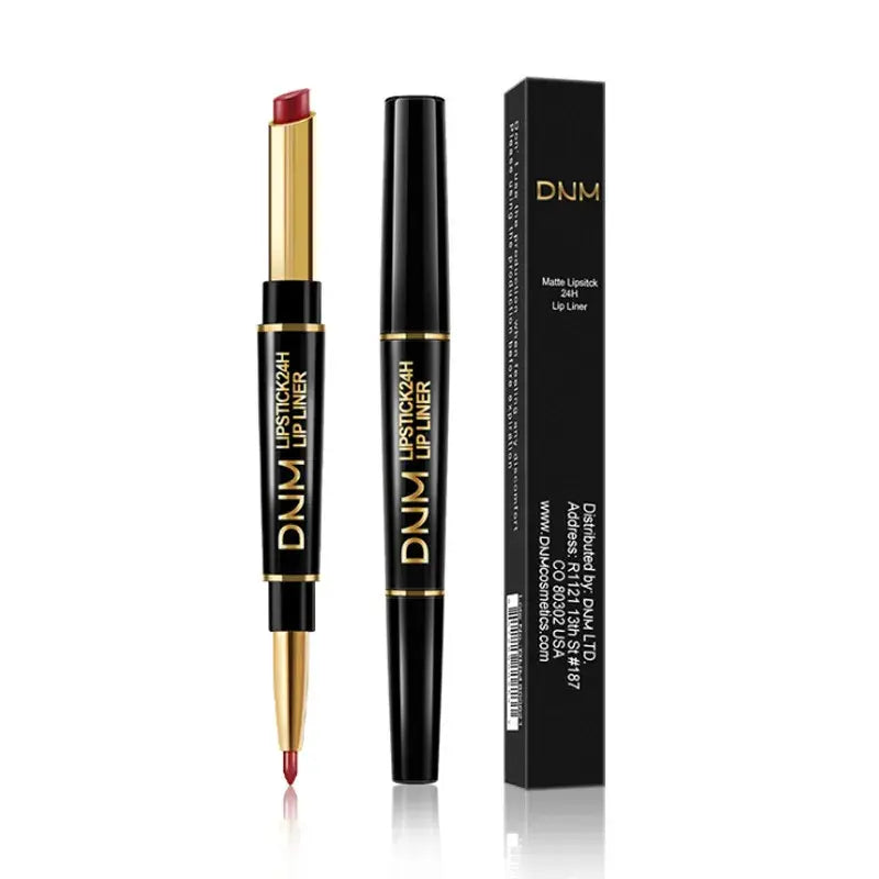 Dual-Tip Matte Lipstick & Liner - Dark Red